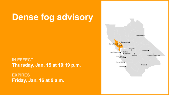 Dense fog advisory affecting North Bay Interior Valleys until Friday morning – 1/4 mile visibility – The Mercury News
